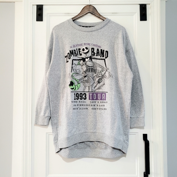 Disney Other - Nightmare Before Christmas Womens M 8-10 Sleep Shirt Zombie Band Longline Disney